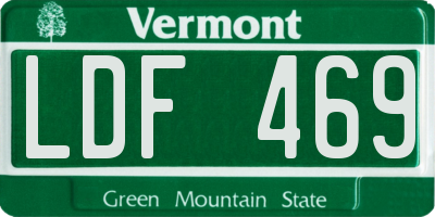 VT license plate LDF469