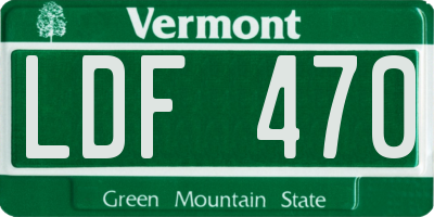 VT license plate LDF470
