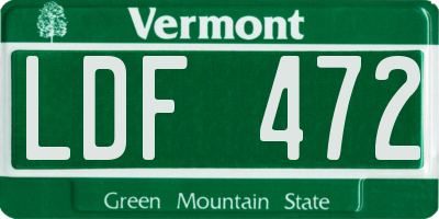 VT license plate LDF472
