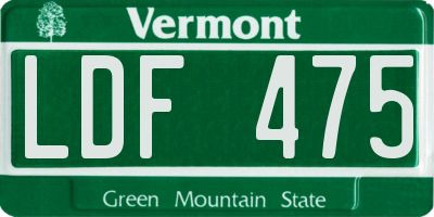 VT license plate LDF475