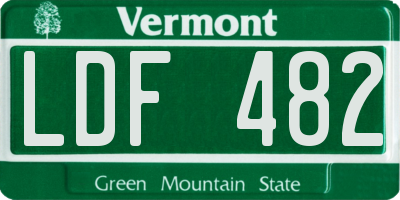 VT license plate LDF482