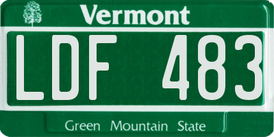 VT license plate LDF483