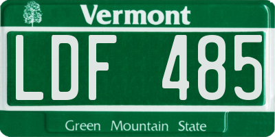 VT license plate LDF485