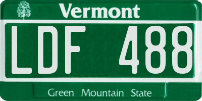 VT license plate LDF488