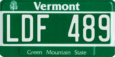 VT license plate LDF489