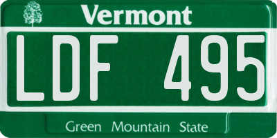 VT license plate LDF495
