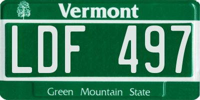 VT license plate LDF497