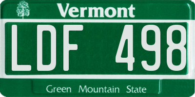 VT license plate LDF498