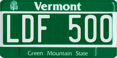 VT license plate LDF500