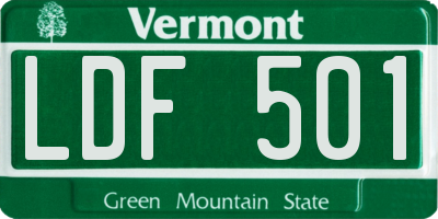 VT license plate LDF501