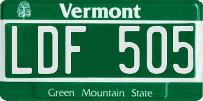 VT license plate LDF505
