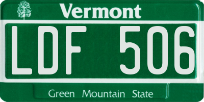 VT license plate LDF506