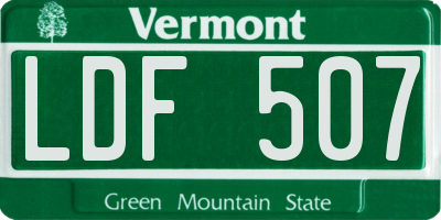 VT license plate LDF507