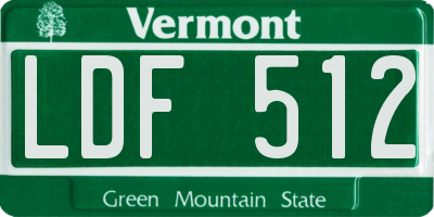 VT license plate LDF512