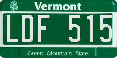 VT license plate LDF515