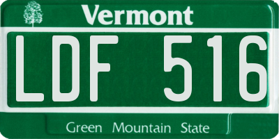 VT license plate LDF516
