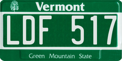 VT license plate LDF517