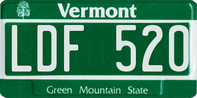 VT license plate LDF520