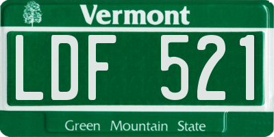 VT license plate LDF521