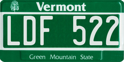 VT license plate LDF522