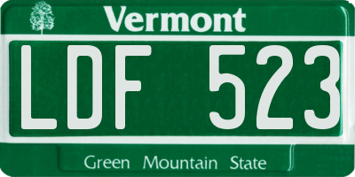 VT license plate LDF523