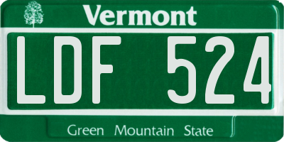 VT license plate LDF524