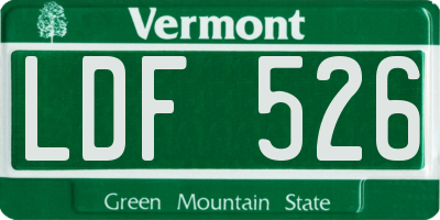 VT license plate LDF526