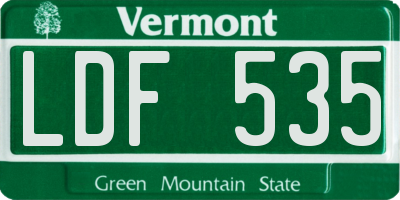 VT license plate LDF535