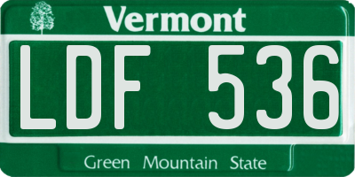 VT license plate LDF536