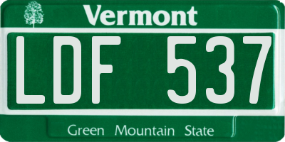 VT license plate LDF537