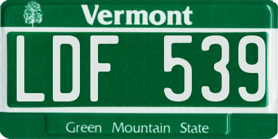 VT license plate LDF539