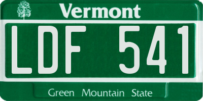 VT license plate LDF541