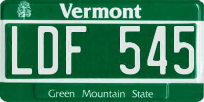 VT license plate LDF545