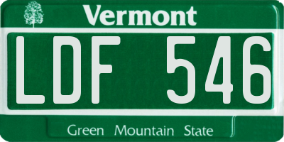 VT license plate LDF546