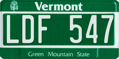 VT license plate LDF547