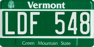VT license plate LDF548