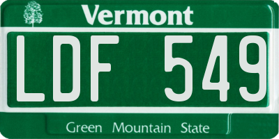 VT license plate LDF549