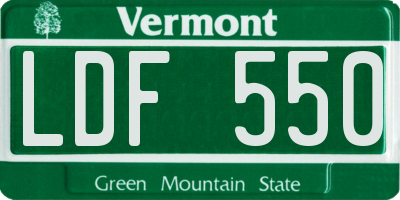 VT license plate LDF550