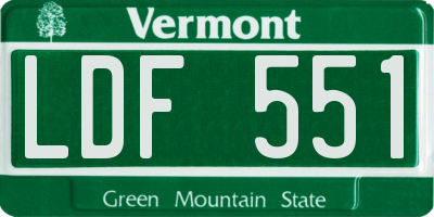 VT license plate LDF551