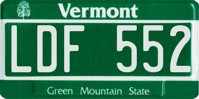 VT license plate LDF552