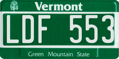 VT license plate LDF553