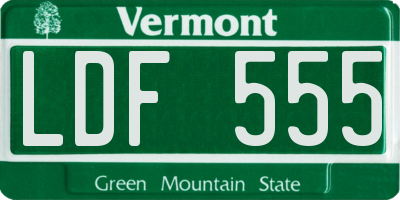 VT license plate LDF555