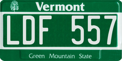 VT license plate LDF557