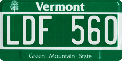 VT license plate LDF560