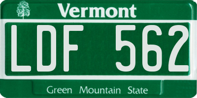 VT license plate LDF562