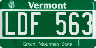 VT license plate LDF563