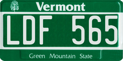 VT license plate LDF565