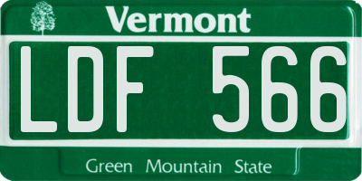VT license plate LDF566