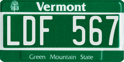 VT license plate LDF567
