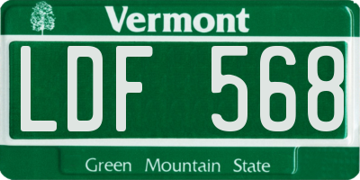 VT license plate LDF568